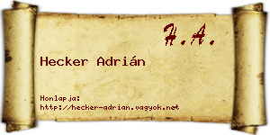 Hecker Adrián névjegykártya