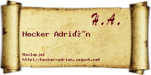 Hecker Adrián névjegykártya